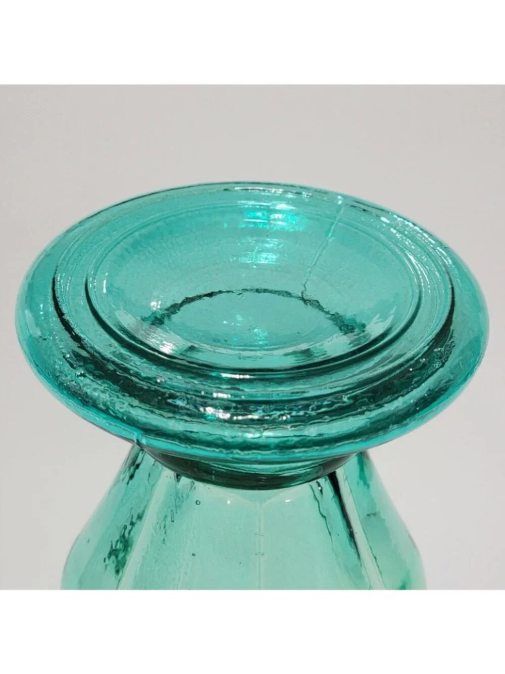 GREEN BLUE Glass Vase Candle Holder Hand